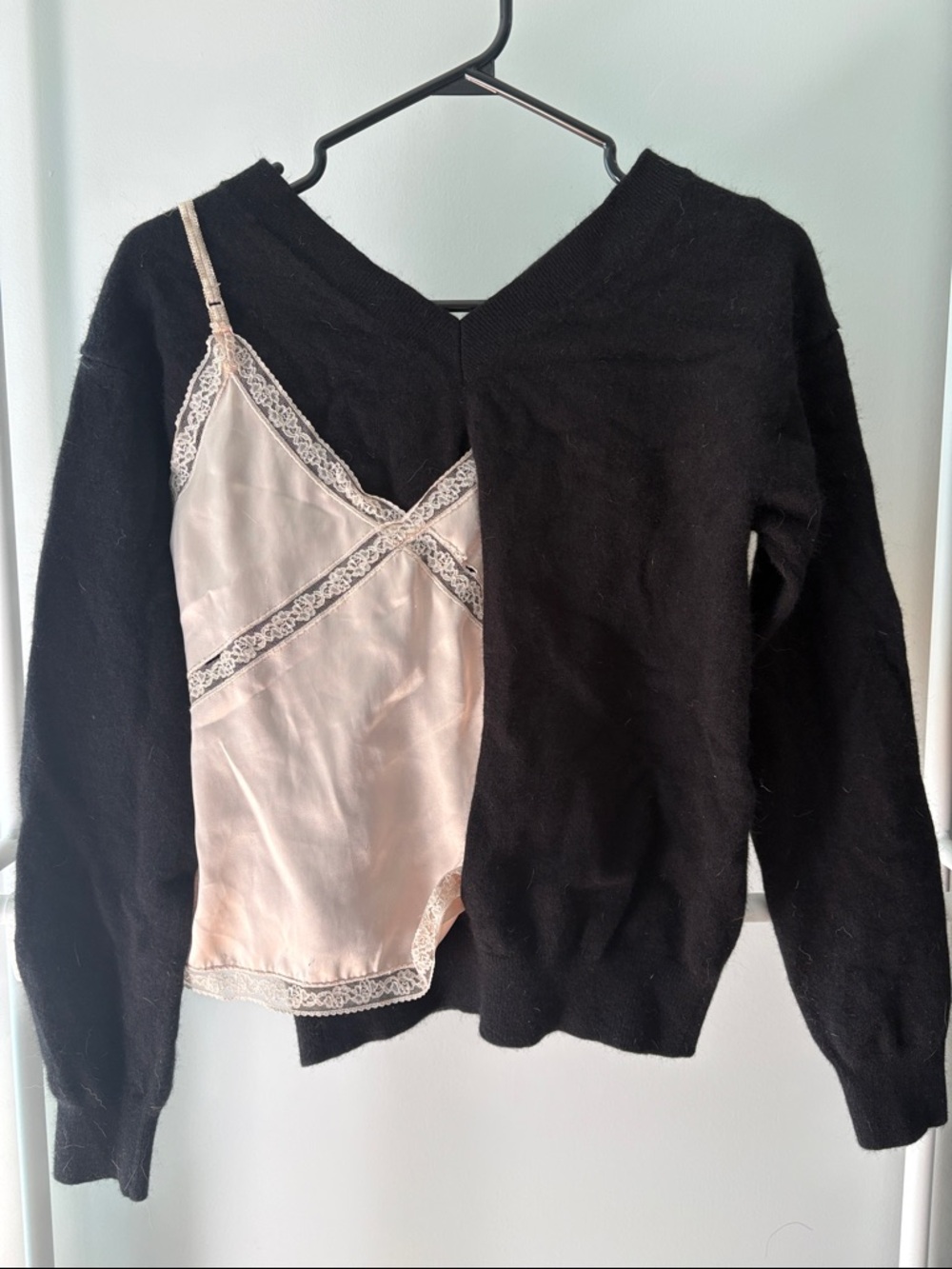 ALEXANDER WANG Hybrid Jumper With Camisole Insert BLACK